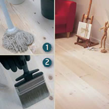 Verarbeitung und Anwendung WoCa Weichholzlauge Weichholzlauge eignet sich als Vorbehandlung zum Vergilbungsschutz von Parkett und Dielen aus Weichholz